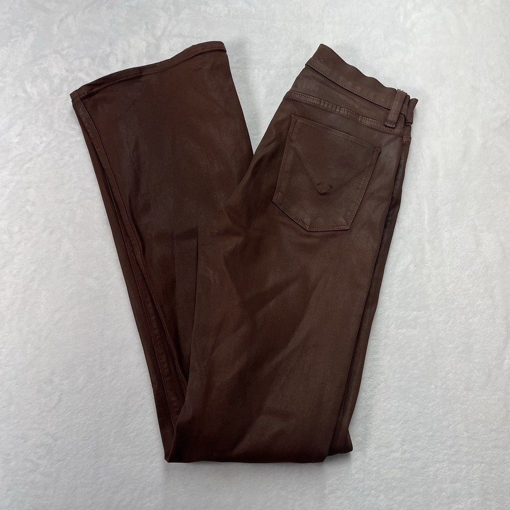 Hudson Barbara High-Rise Bootcut Coated Jeans Womens 26 Tortoise Shell Brown
